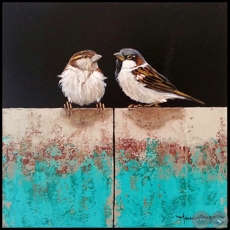 Pareja de Gorriones - Obra de Mónica Goetze